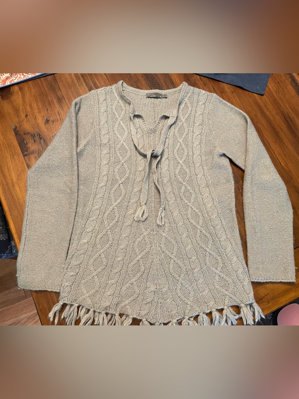 prAna Shelby Poncho Knit Sweater
Cable Knit Fringe Tassel - Size M